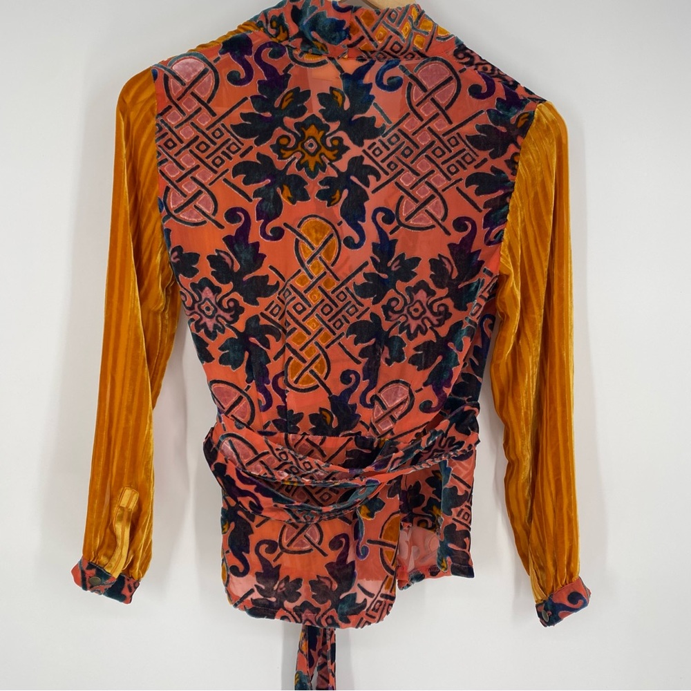 Moulinette Soeurs Anthropologie Velvet Wrap Top Feminine Conversation Piece XXSP - Picture 9 of 14
